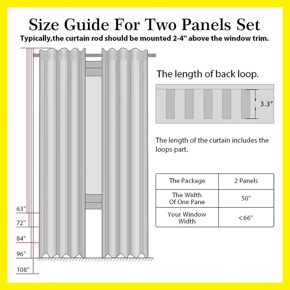 Blackout Curtains for Bedroom/Living Room 2 Panels Set,50